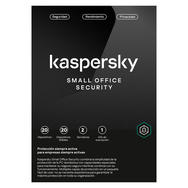 Software Kaspersky Small Office Security, para 20 PCs+2 Serv