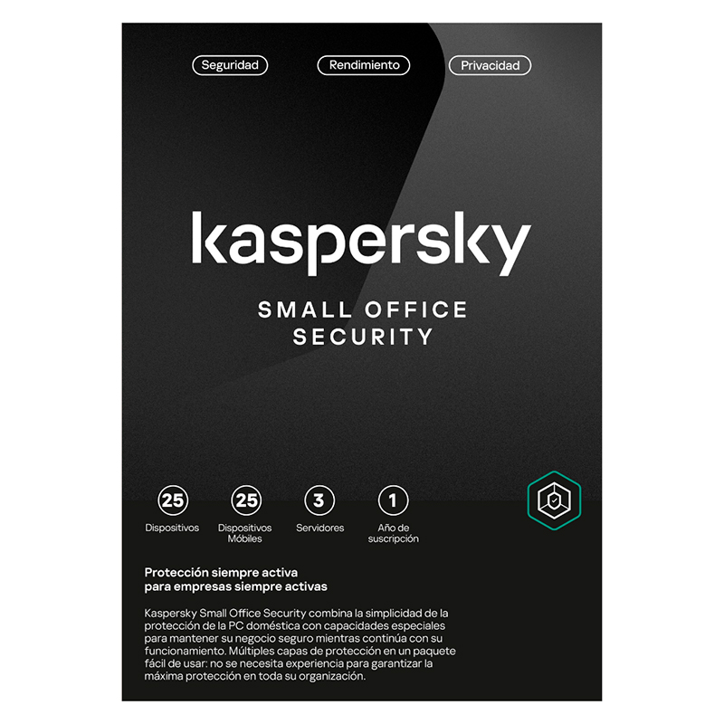 Software Kaspersky Small Office Security, para 25 PCs+3 Serv
